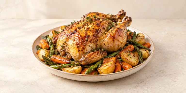 Elderflower-Glazed Roast Chicken with Spring Vegetables