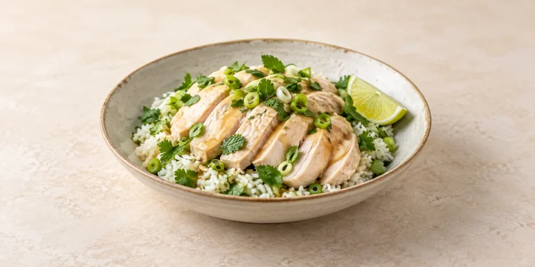 Lemongrass Tea Poached Chicken with Herb Rice