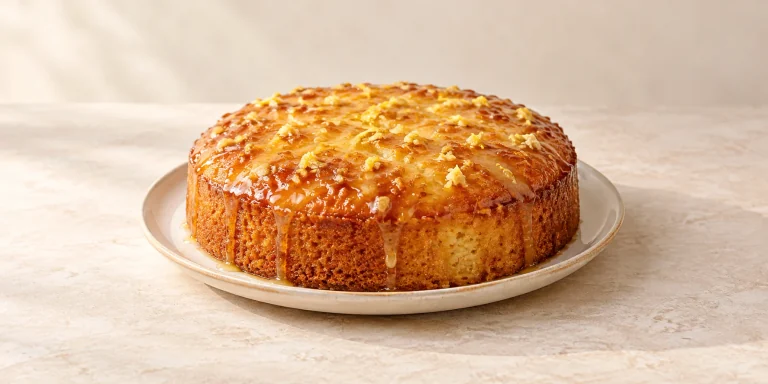 Pastel de limón y té de jengibre con glaseado de miel