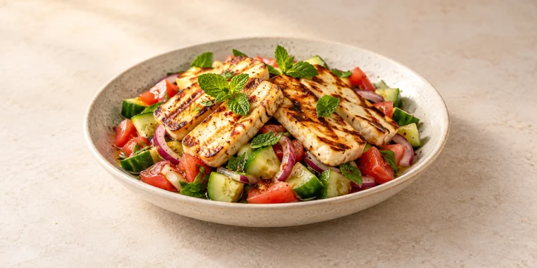 Peppermint Tea–Marinated Halloumi Salad