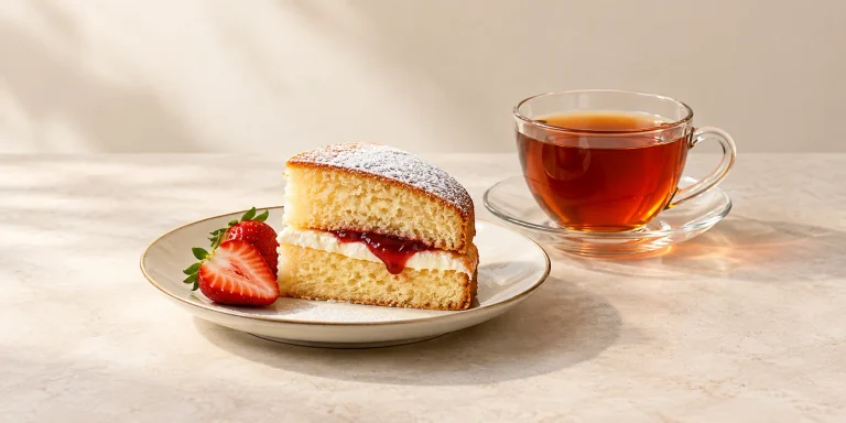 Té Ceylon con bizcocho Victoria y fresas frescas