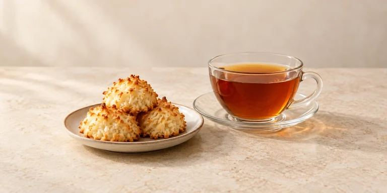 Coconut black tea with coconut macaroons