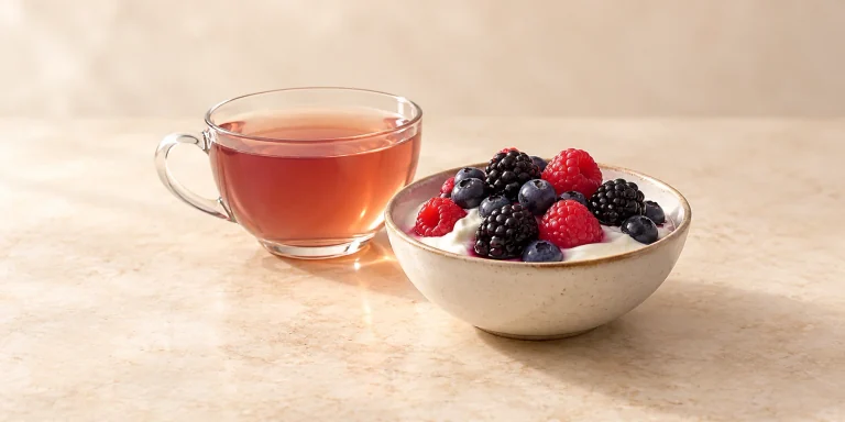 Kenyan purple tea with fresh berries and yogurt