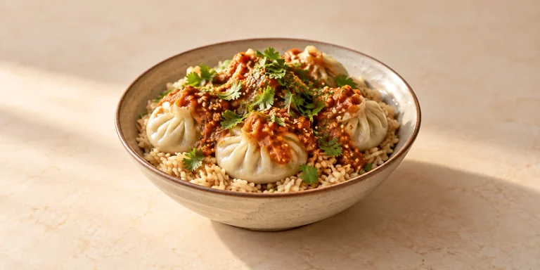 Nepali Black Tea-Smoked Chicken Momos Bowl