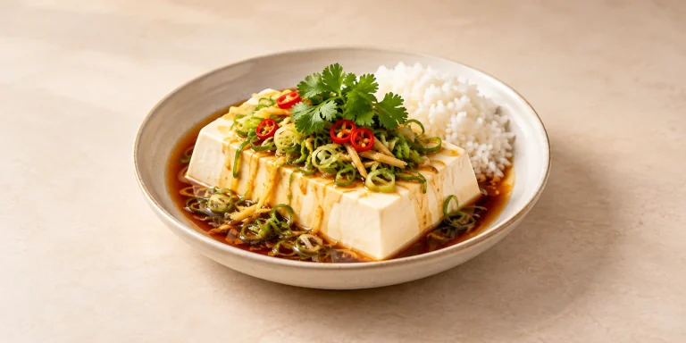 GABA Oolong-Steamed Tofu with Ginger Scallion Sauce