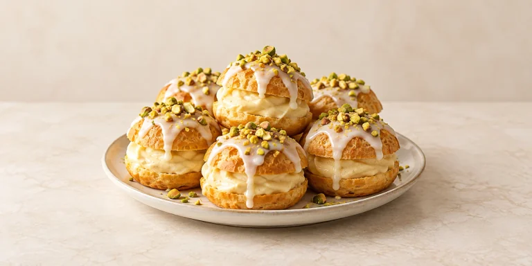 Profiteroles de Tieguanyin con glaseado de orquídea