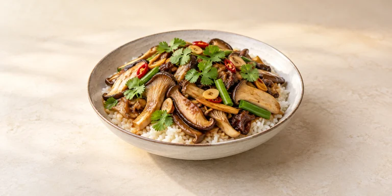 Yunnan Wild Mushroom Stir-Fry with Sheng Pu-erh Broth