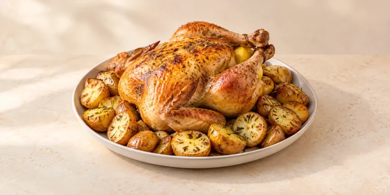 Rosemary Tea-Brined Roast Chicken with Lemon Potatoes