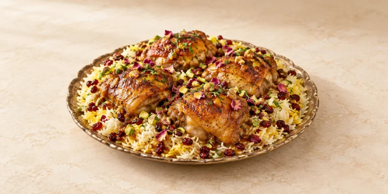Persian-Style Rose and Saffron Chicken with Barberry Rice