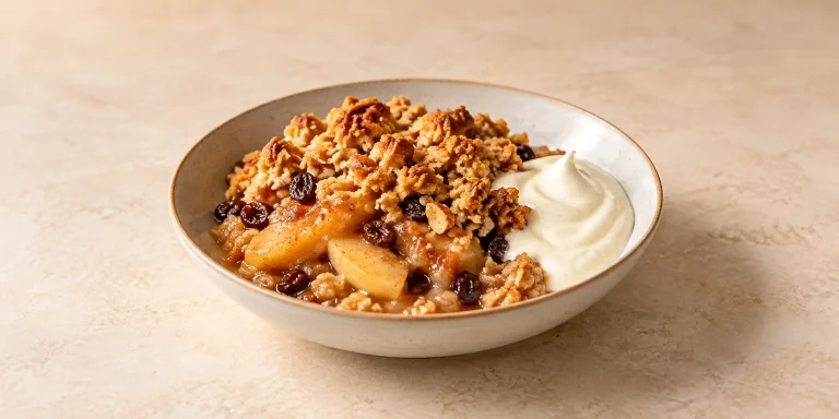 Rosehip and Apple Crumble with Vanilla Cream