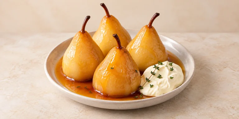 Thyme Tea and Honey Poached Pears