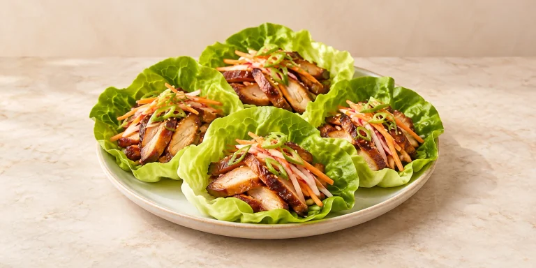 Wraps de lechuga con pollo ahumado al té Dragonwell