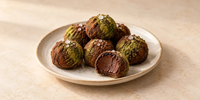 Trufas de chocolate negro con té verde Gunpowder