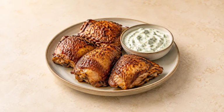 Pollo ahumado con té Gunpowder y yogur de menta