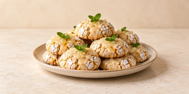 Ghoriba Almond Cookies with Moroccan Mint Tea Glaze