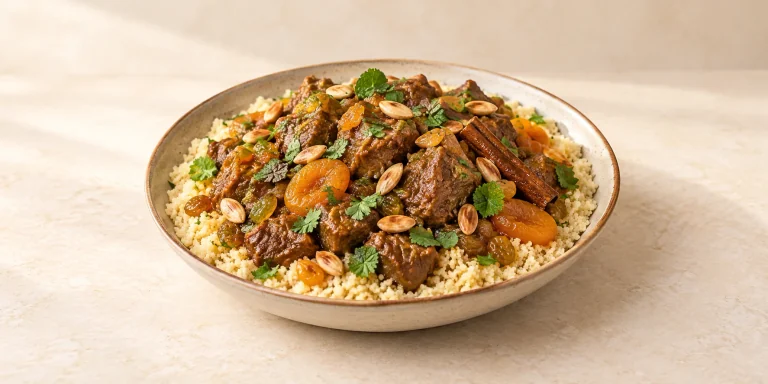 Moroccan Mint Tea-Braised Lamb with Apricots and Almonds