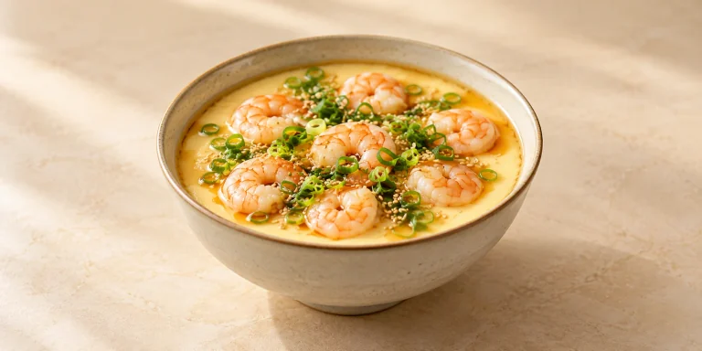 Mengding Huangya Steamed Egg Custard with Shrimp